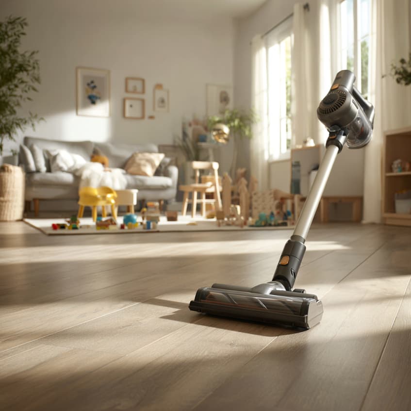 Illustration de l'article : Meilleur aspirateur balai pour famille en 2026 : enfants, animaux, grande maison