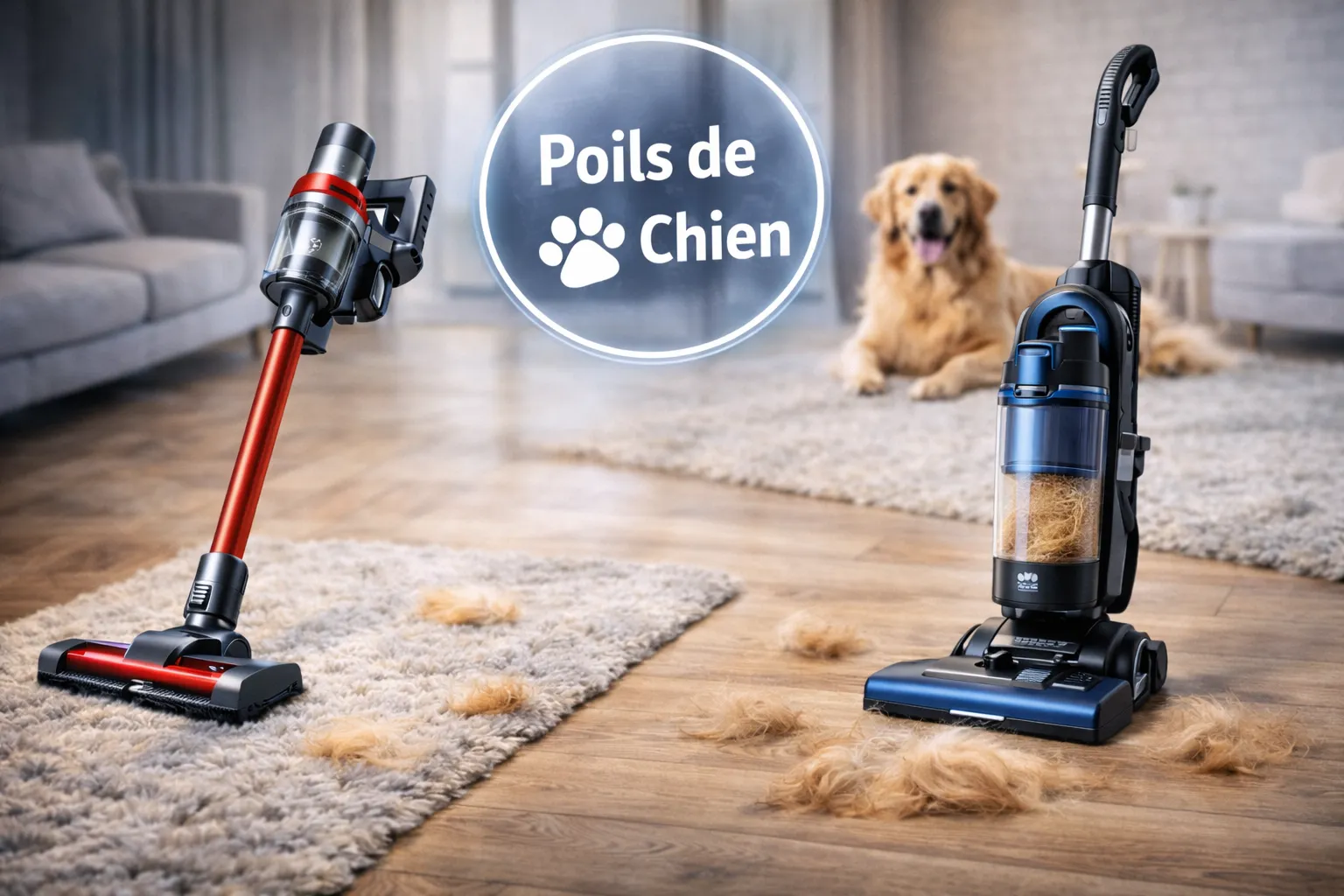 Illustration de l'article : Aspirateur pour poils de chien : pourquoi 70% des modèles 'spécial animaux' bloquent (et comment choisir le bon)