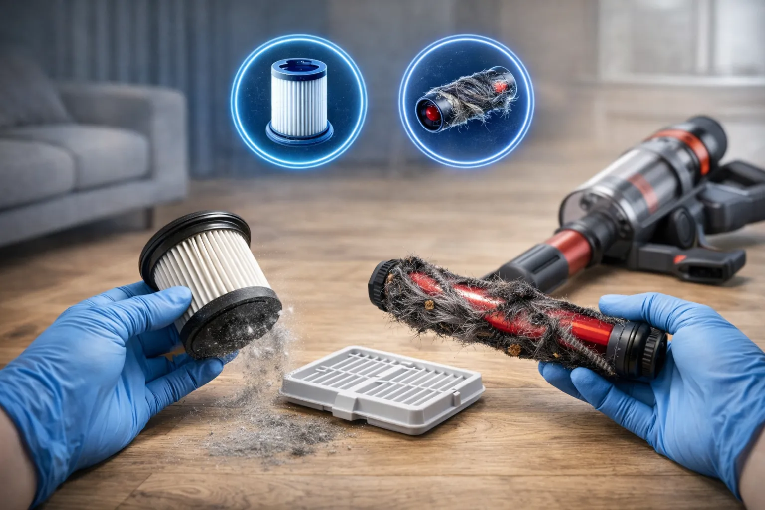 Illustration de l'article : Comment entretenir son aspirateur en 2026 (filtres, brosses, erreurs courantes)
